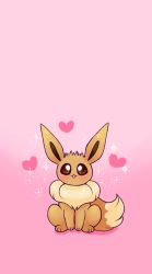 Rule 34 | blush, brown eyes, commentary, creature, creatures (company), eevee, english commentary, flufflixx, full body, game freak, gen 1 pokemon, heart, heart background, highres, looking at viewer, nintendo, no humans, phone wallpaper, pink background, pokemon, pokemon (creature), shadow, simple background, solo, wallpaper
