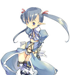 Rule 34 | elf, mikage sekizai, original, pointy ears, simple background, solo, tagme, thighhighs, twintails, white background