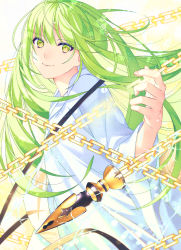 Rule 34 | 1other, akapug621, androgynous, bad id, bad pixiv id, chain, electricity, enkidu (fate), enkidu (weapon) (fate), fate/grand order, fate/strange fake, fate (series), green eyes, green hair, long hair, robe, smile, very long hair