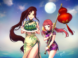 Rule 34 | 00s, china dress, chinese clothes, dress, dungeon and fighter, earrings, fighter (dungeon and fighter), food, jewelry, lamp, long hair, mage (dungeon and fighter), very long hair