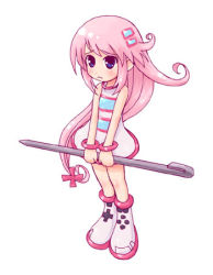 Rule 34 | 1girl, artist request, blue eyes, blush, boots, bracelet, cross hair ornament, d-pad, dress, flat chest, hair ornament, handheld game console, holding, jewelry, long hair, lowres, nintendo, nintendo ds, os-tan, oversized object, pink hair, sleeveless, sleeveless dress, standing, stylus, white background, white dress, white footwear