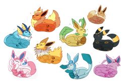 Rule 34 | :&lt;, :3, = =, cat loaf, creatures (company), eevee, espeon, closed eyes, flareon, from below, game freak, gen 1 pokemon, gen 2 pokemon, gen 4 pokemon, gen 6 pokemon, glaceon, leafeon, lying, nintendo, no humans, open mouth, panicpuppy, pokemon, pokemon (creature), sylveon, triangle mouth, umbreon, vaporeon