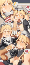 Rule 34 | 1girl, :&gt;=, ?, absurdres, blonde hair, blue eyes, breasts, censored, cleavage, commission, cum, cum in mouth, cum on hands, elbow gloves, erection, facial, fellatio, gloves, hair between eyes, handjob, hat, headgear, hetero, highres, iowa (kancolle), kantai collection, large breasts, licking, licking penis, long hair, musical note, oral, penis, pixiv commission, smile, spoken musical note, star-shaped pupils, star (symbol), symbol-shaped pupils, ye fan