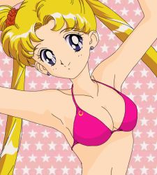 Rule 34 | 1990s (style), armpits, bikini, bishoujo senshi sailor moon, blonde hair, breasts, cleavage, sailor moon, scrunchie, swimsuit, tsukino usagi, twintails