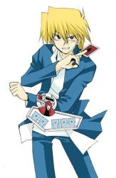 Rule 34 | 1boy, card, duel, duel disk, holding, holding card, jonouchi katsuya, male focus, pile of cards, simple background, solo, standing, white background, yu-gi-oh!, yu-gi-oh! duel monsters, yu-gi-oh (card)