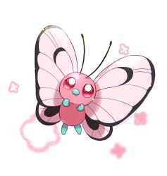 Rule 34 | 1other, animal focus, butterfree, commentary, creatures (company), game freak, gen 1 pokemon, highres, looking at viewer, nintendo, no humans, pink wings, pokemon, pokemon (creature), red eyes, saki pokeoekaki, simple background, solo, symbol-only commentary, white background, wings