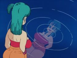 Rule 34 | 1girl, ass, breasts, brown shorts, bulma, chetrippo, clothes, dragon ball, green hair, huge ass, large breasts, long hair, looking back, open mouth, ponytail, red shirt, shirt, shorts, smile, solo, third-party edit, water