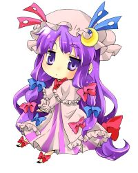 Rule 34 | 1girl, bow, crescent, deformed, hair bow, hat, jitome, long hair, patchouli knowledge, purple hair, ryou-tan+, solo, touhou, very long hair