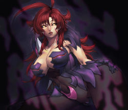 Rule 34 | 00s, 1girl, ahoge, amaha masane, armor, bikini armor, black sclera, breasts, chyko, colored sclera, huge breasts, long hair, red hair, solo, thighs, witchblade, yellow eyes