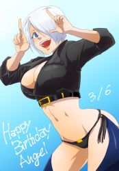 Rule 34 | 1girl, angel (kof), blue eyes, breasts, cleavage, large breasts, midriff, navel, snk, tagme, the king of fighters