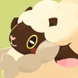 Rule 34 | commentary request, creatures (company), from side, game freak, gen 8 pokemon, green background, manse, nintendo, no humans, pokemon, pokemon (creature), sheep, simple background, smile, solo, wooloo