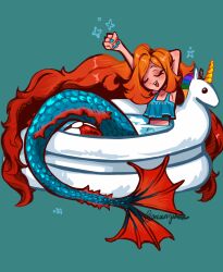 Rule 34 | 1girl, chelsea (ruby gillman), highres, long hair, mermaid, monster girl, orcamywhale, red hair, ruby gillman: teenage kraken, solo, very long hair