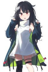 Rule 34 | 1girl, :o, black hair, blue jacket, blush, c-ms (girls&#039; frontline), girls&#039; frontline, highres, hinami047, jacket, long hair, looking at viewer, mole, mole under eye, multicolored clothes, multicolored jacket, open clothes, open jacket, open mouth, red eyes, shirt, solo, standing, white background, white shirt