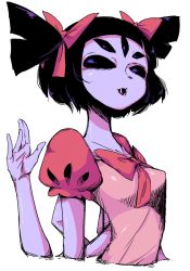 Rule 34 | 1girl, bow, breasts, extra arms, extra eyes, fangs, highres, inarou (rakugakiproject), arthropod girl, monster girl, muffet, ribbon, spider girl, undertale