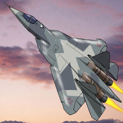 Rule 34 | absurdres, aircraft, airplane, fighter jet, flying, highres, hirodango, jet, military, military vehicle, no humans, original, pak fa, sky, vehicle focus