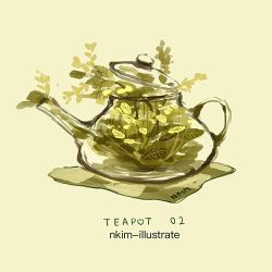Rule 34 | artist name, english text, glass, lowres, nadia kim, no humans, overflowing, see-through, tea, tea leaves, tea plant, teapot, yellow background, yellow theme