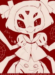 Rule 34 | 1girl, blush, extra arms, extra eyes, fangs, heart, arthropod girl, itimu, looking at viewer, monochrome, monster girl, muffet, multi limb, simple background, sketch, solo, spider girl, undertale