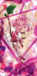 Rule 34 | 1girl, absurdres, gloves, highres, kaname madoka, kaname madoka (magical girl), looking at viewer, mahou shoujo madoka magica, open mouth, pink eyes, pink hair, puffy short sleeves, puffy sleeves, sengoku chidori, short sleeves, short twintails, smile, solo, twintails, white gloves