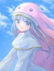Rule 34 | 1girl, digimon, grey eyes, hat, highres, looking at viewer, rabbit, silver hair, sistermon blanc, solo