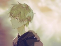 Rule 34 | 1boy, blurry, blurry background, ears visible through hair, green hair, green theme, haban (haban35), hair between eyes, highres, light green hair, male focus, original, parted lips, sketch, solo, upper body, yellow eyes