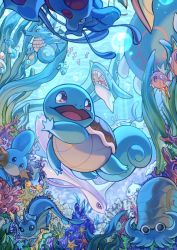 Rule 34 | :3, :d, air bubble, bubble, closed mouth, commentary request, creatures (company), dewgong, game freak, gen 1 pokemon, gen 2 pokemon, gen 3 pokemon, highres, horsea, kyogre, legendary pokemon, luvdisc, magikarp, mantine, milotic, mudkip, nintendo, no humans, official art, omanyte, oori art, open mouth, pokemon, pokemon (creature), seadra, sharp teeth, sharpedo, shellder, smile, squirtle, starmie, staryu, swimming, teeth, tentacool, tongue, underwater, vaporeon, water, wooper