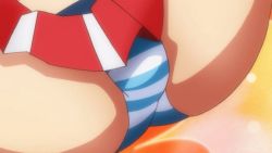 Rule 34 | 10s, 1boy, animated, animated gif, arikawa hime, bouncing bulge, bulge, cheerleader, close-up, himegoto, jiggle, male focus, panties, penis in panties, solo, striped clothes, striped panties, tagme, trap, underwear