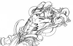 Rule 34 | abarai renji, abs, bleach, long hair, male focus, muscular, nipples, outline, penis, rape, topless male, tattoo, tentacles, tentaclejob, tentacles on male, tentacles under clothes, torn clothes