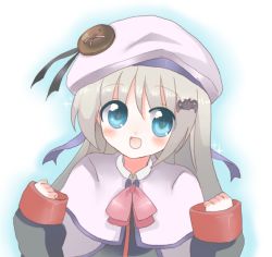 Rule 34 | 1girl, bad id, bad pixiv id, blue eyes, blush, bow, buttons, hat, itsuka, large buttons, little busters!, long hair, noumi kudryavka, pink bow, silver hair, solo