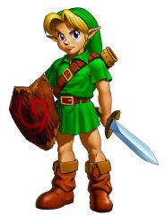 Rule 34 | 1boy, absurdres, green shirt, hat, highres, link, male focus, nintendo, official art, pointy ears, solo, the legend of zelda, the legend of zelda: ocarina of time, young link