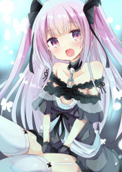 Rule 34 | 1girl, alternate hair color, alternate hairstyle, blush, chain, collar, collarbone, commentary request, earrings, fang, gothic lolita, highres, hololive, jewelry, kuriyuzu kuryuu, lolita fashion, long hair, looking at viewer, pink hair, simple background, solo, thighhighs, uruha rushia, uruha rushia (3rd costume), virtual youtuber, white background