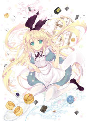 Rule 34 | 1girl, :q, alice (alice in wonderland), alice in wonderland, aqua eyes, blonde hair, hairband, long hair, looking at viewer, original, solo, suihi, thighhighs, tongue, tongue out, white thighhighs