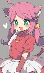 Rule 34 | 1girl, animal ears, bell, blush, cat ears, gloves, green eyes, mad mew mew, magical girl, pink hair, twintails, undertale, white gloves