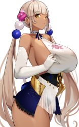 Rule 34 | 1girl, absurdres, blunt bangs, breasts, closed mouth, cromwellb, dark-skinned female, dark skin, elbow gloves, gloves, hair ornament, highres, hololive, hololive english, huge breasts, long hair, looking at viewer, neck ribbon, planet hair ornament, ribbon, see-through, solo, tan, tsukumo sana, tsukumo sana (1st costume), underbust, very long hair, virtual youtuber, yellow eyes