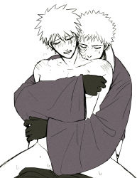 Rule 34 | 2boys, anal, bite mark, blush, closed eyes, clothed male nude male, gloves, hatake kakashi, highres, implied sex, male focus, male penetrated, multiple boys, naruto (series), naruto shippuuden, nude, open mouth, reverse cowgirl position, scar, scar on face, sex, sex from behind, short hair, sitting, sitting on person, spiked hair, straddling, uchiha obito, wide sleeves, yaoi