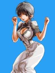 Rule 34 | 1girl, female focus, ico, looking at viewer, open mouth, short hair, simple background, sky, smile, solo, yorda