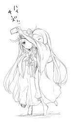 Rule 34 | 2girls, amaterasu (p&amp;d), barefoot, cellphone, double v, headpiece, japanese clothes, leg up, long hair, long sleeves, md5 mismatch, monochrome, multiple girls, phone, pikomarie, puzzle &amp; dragons, resized, sandals, selfie, simple background, smartphone, tiptoes, twintails, v, white background, wide sleeves, yomi (p&amp;d)
