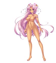 Rule 34 | 1girl, absurdres, barefoot, blue eyes, blush, breasts, completely nude, facial mark, forehead mark, full body, game cg, hair ornament, hair over shoulder, highres, hikage eiji, koihime musou, large breasts, long hair, nail polish, navel, nipples, no pussy, nude, official art, pink hair, shin koihime musou, smile, solo, sonsaku, sword, transparent background, weapon