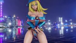 Rule 34 | 1girl, 3d, animated, artist request, ass, ass focus, ass shake, audible music, bare legs, bare shoulders, blonde hair, blush stickers, bouncing breasts, breasts, cape, cape lift, city, curvy, dancing, dark magician girl, hat, highleg, highleg panties, huge ass, large breasts, legs apart, looking at viewer, looking away, magical girl, night, night sky, panties, revealing clothes, shiny clothes, shiny skin, skirt, sky, solo, sound, squatting, staff, thong, underwear, video, witch hat, yu-gi-oh!