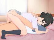 Rule 34 | 1boy, 1girl, animated, ass, bed, censored, clothed sex, cowgirl position, father and daughter, girl on top, hug, incest, indoors, kurokaji, no panties, pubic hair, school uniform, sex, shirt, skirt, socks, straddling, tagme, thighs, video