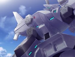 Rule 34 | artist request, cloud, dutch angle, ef-2000 typhoon (muv-luv), from below, game cg, highres, looking up, mecha, muv-luv, muv-luv alternative, muv-luv alternative chronicles, no humans, official art, robot, science fiction, sky, solo, tactical surface fighter, visor