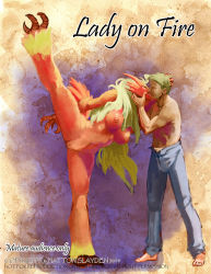 Rule 34 | 1boy, 1girl, artist name, barefoot, blaziken, blonde hair, blue pants, breasts, claws, collarbone, creatures (company), dated, english text, closed eyes, french kiss, full body, furry, game freak, gen 3 pokemon, hand on another&#039;s face, hand on another&#039;s head, hand up, hattonslayden, hetero, highres, interspecies, kiss, large breasts, long hair, navel, nintendo, nipples, nude, open fly, original, pants, pokemon, pokemon (creature), pokephilia, pussy, short hair, simple background, split, spread legs, standing, standing on one leg, standing split, text focus, topless male, uncensored, watermark