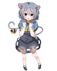Rule 34 | 1girl, animal ears, bad id, bad twitter id, capelet, grey hair, highres, mouse (animal), mouse ears, mouse tail, nazrin, open mouth, red eyes, short hair, solo, tail, takimoto yukari, touhou, white background
