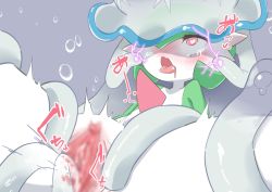 Rule 34 | 1girl, blur censor, blush, bob cut, bright pupils, bubble, censored, clitoris, colored skin, constricted pupils, creatures (company), drooling, flat chest, furry, furry female, game freak, gardevoir, gen 3 pokemon, gen 7 pokemon, green hair, green skin, grey background, hair over one eye, heart, heart-shaped pupils, highres, japanese text, leaning forward, looking up, m3 (gardevoir m3), mind control, moaning, motion lines, multicolored skin, nihilego, nintendo, nose blush, one eye covered, open mouth, pokemon, pokemon (creature), pussy, pussy juice, red eyes, saliva, short hair, simple background, sitting, solo focus, spoken heart, spread legs, symbol-shaped pupils, tears, tentacle sex, tentacles, thighs, tongue, tongue out, translation request, transparent, two-tone skin, ultra beast, vaginal, white pupils, white skin