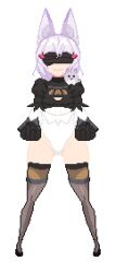 Rule 34 | 2b (nier:automata), animal ears, blindfold, breasts, cursed crystal, grey hair, highres, phase connect, pixel art, short hair, small breasts, tagme, tenma maemi, thighs