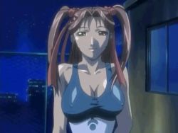 Rule 34 | 00s, 1girl, animated, animated gif, bare shoulders, bible black, bouncing breasts, breasts, brown hair, cleavage, covered erect nipples, hair ribbon, large breasts, lips, long hair, looking at viewer, naughty face, night, night sky, one-piece swimsuit, ribbon, seductive smile, shin bible black, shiny skin, sky, smile, solo, source request, swimsuit, toudou yuki, twintails, upper body, very long hair, walking