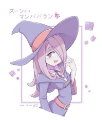 Rule 34 | 1girl, belt, breasts, dress, hair over one eye, hat, little witch academia, pink hair, sucy manbavaran, witch hat