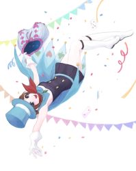 Rule 34 | 1girl, :d, ace attorney, apollo justice: ace attorney, bad id, bad pixiv id, bloomers, blue bloomers, blue hat, boots, bow, bow bloomers, brown hair, card, confetti, gloves, hand up, hat, kerchief, mzkui 232, open mouth, playing card, smile, solo, trucy wright, underwear, upside-down, white footwear, white gloves