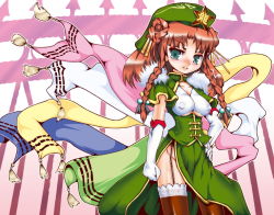 Rule 34 | 1girl, breasts, china dress, chinese clothes, dress, female focus, gloves, gradient background, hong meiling, solo, sukiyo, thighhighs, touhou, white background