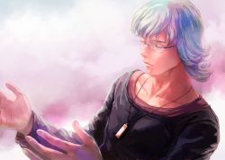 Rule 34 | 10s, 1boy, barnaby brooks jr., bibirii, blue hair, glasses, long sleeves, male focus, necktie, solo, tiger &amp; bunny