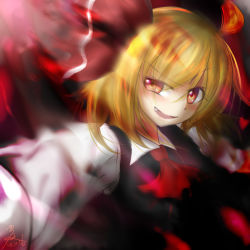 Rule 34 | 1girl, ascot, blonde hair, bow, dress, fang, highres, red eyes, rumia, seiya (iiseven), short hair, solo, touhou